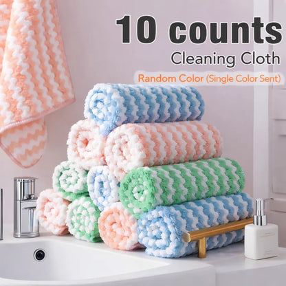 10 Counts Microfiber Cleaning Cloth per Pack Single Color per Pack, Colors Sent Randomly Each Package Contains Only One Color, No Mixed Colors
