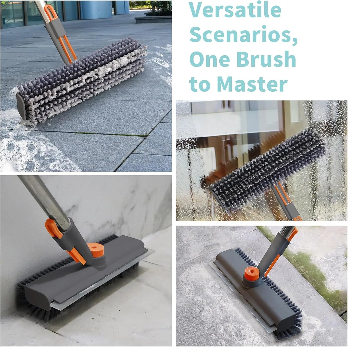AIR U 3-in-1 Floor Scrub Bathtub Brush with Long Handle