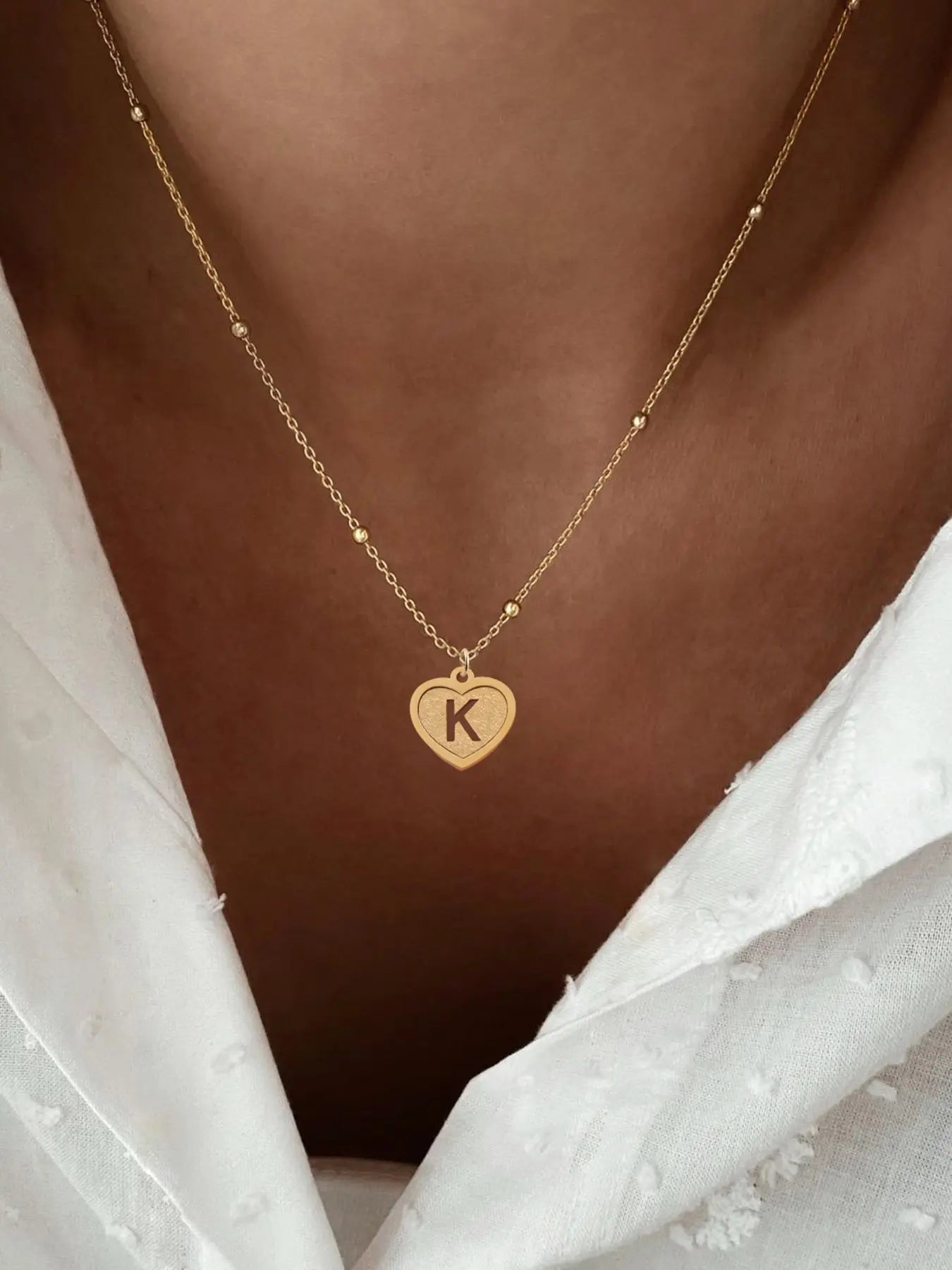 Letter Detail Initial Pendant Necklace for Women, Fashion Jewelry for Party, Daily Clothing Decor, Trendy Stainless Steel Jewelry for Birthday Gift