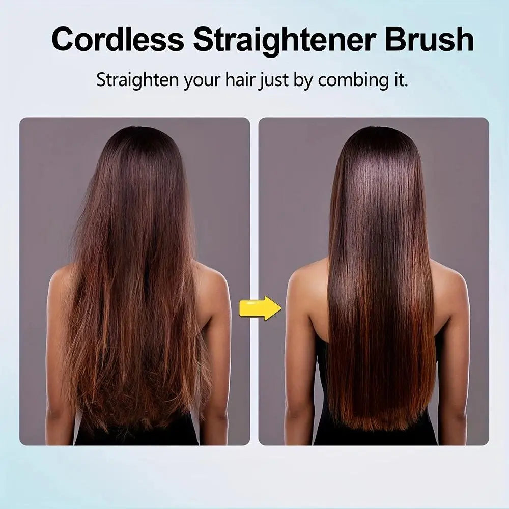 Straightening Hair Comb, Portable 2-in-1 Flat Iron Curler