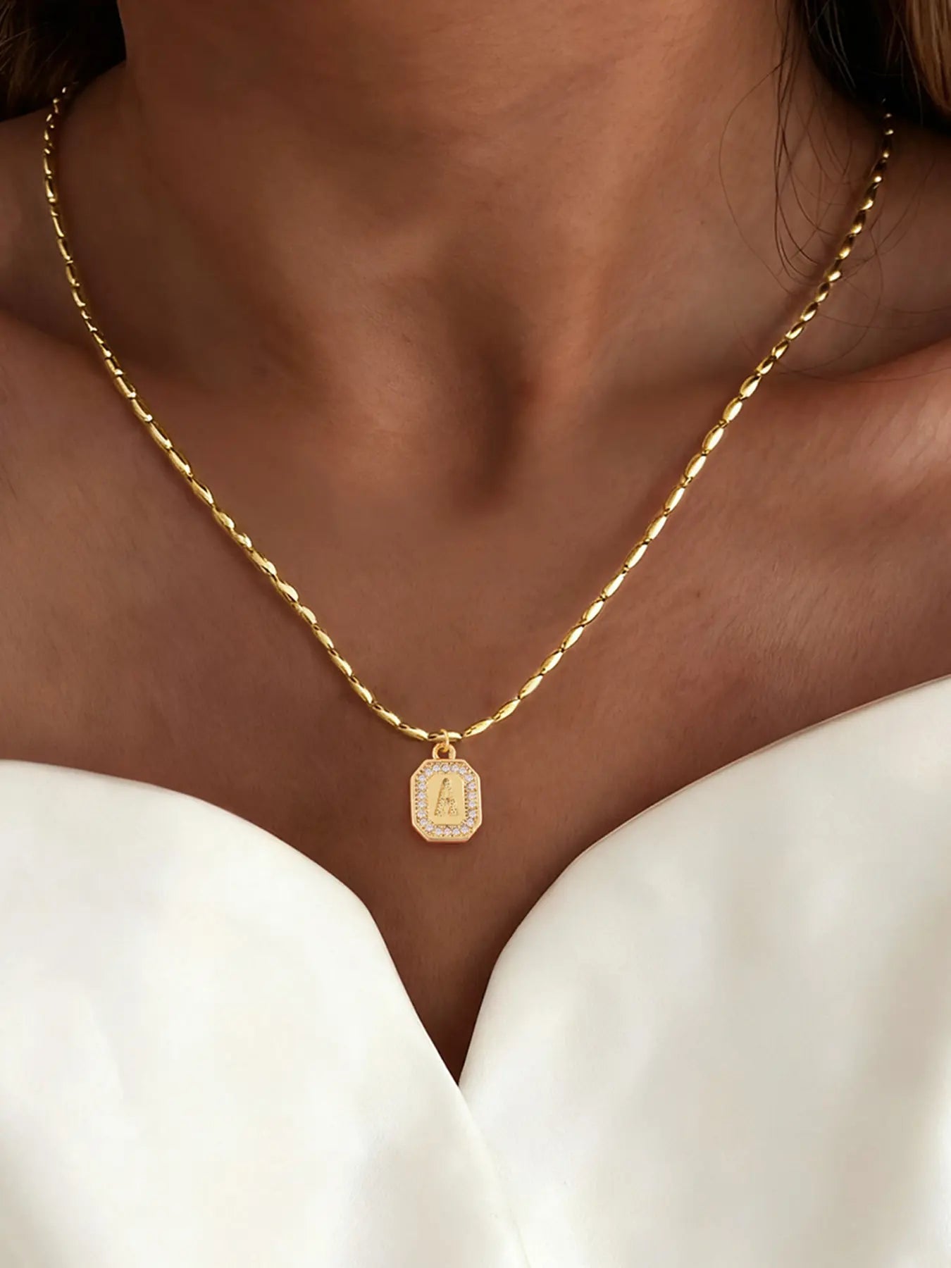 Letter Detail Initial Pendant Necklace for Women, Fashion Jewelry for Party, Daily Clothing Decor, Trendy Stainless Steel Jewelry for Birthday Gift
