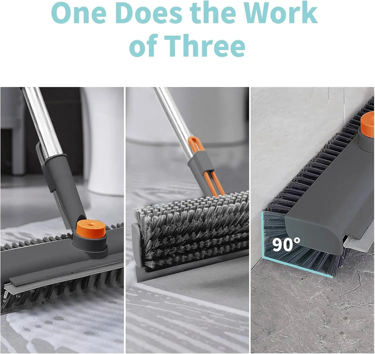 AIR U 3-in-1 Floor Scrub Bathtub Brush with Long Handle